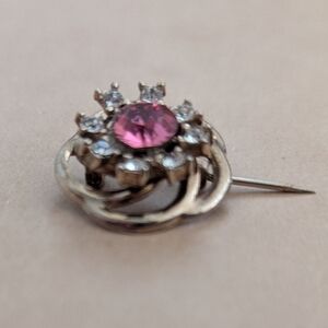 Brooch with Pink and Gold Floral